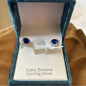 NIB Nanette Lepore Blue and Silver Stud CZ Earrings